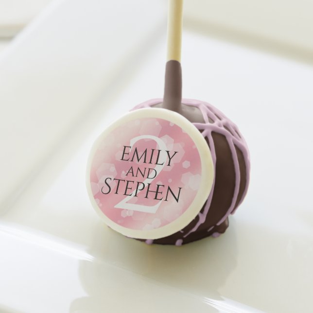 Elegant 2nd Rose Quartz Wedding Anniversary Cake Pops (Front Insitu)