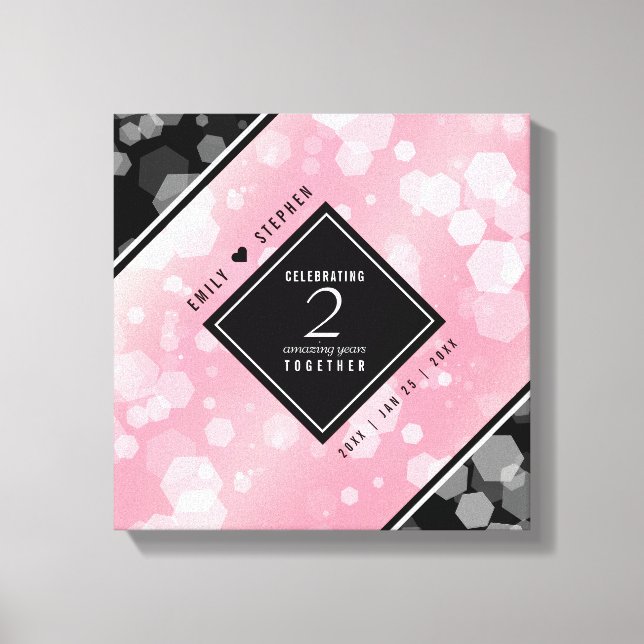 Elegant 2nd Rose Quartz Wedding Anniversary Canvas Print (Front)