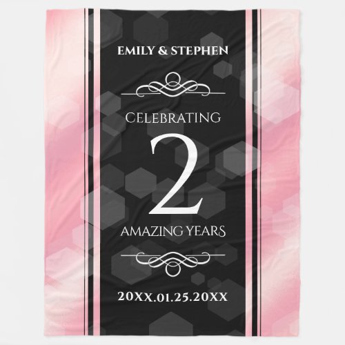 Elegant 2nd Rose Quartz Wedding Anniversary Fleece Blanket