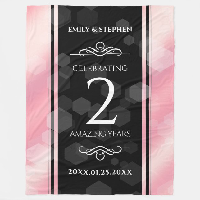 Elegant 2nd Rose Quartz Wedding Anniversary Fleece Blanket (Front)
