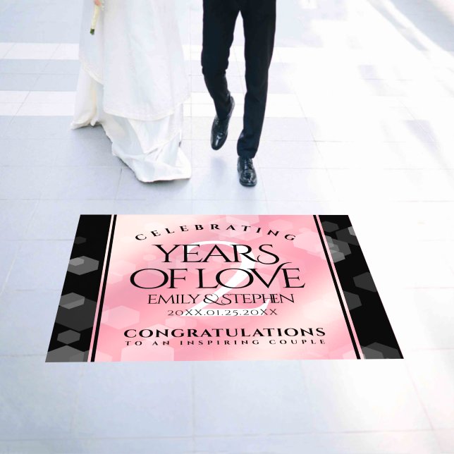 Elegant 2nd Rose Quartz Wedding Anniversary Floor Decals (Wedding)