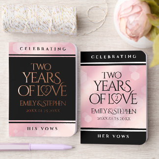 Elegant 2nd Rose Quartz Wedding Anniversary Foil Vow Books