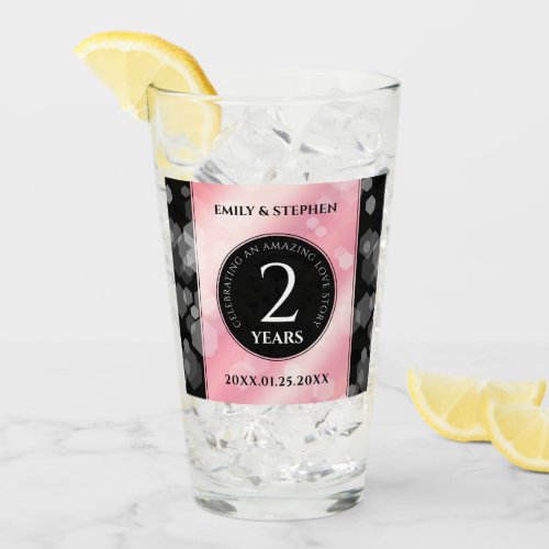 Elegant 2nd Rose Quartz Wedding Anniversary Glass