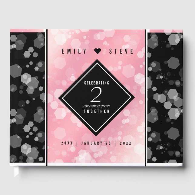 Elegant 2nd Rose Quartz Wedding Anniversary Guest Book (Front)