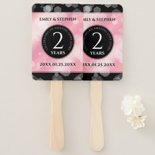 Elegant 2nd Rose Quartz Wedding Anniversary Hand Fan