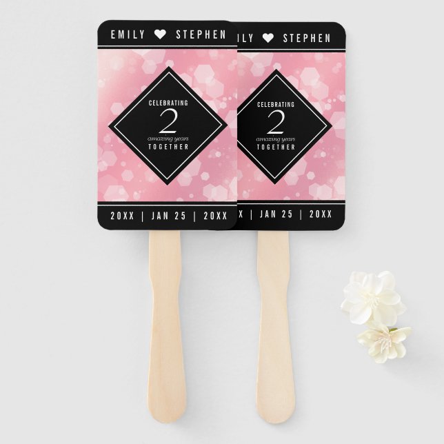 Elegant 2nd Rose Quartz Wedding Anniversary Hand Fan (Front and Back)