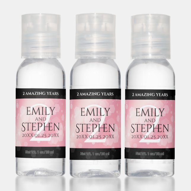 Elegant 2nd Rose Quartz Wedding Anniversary Hand Sanitizer (Set)