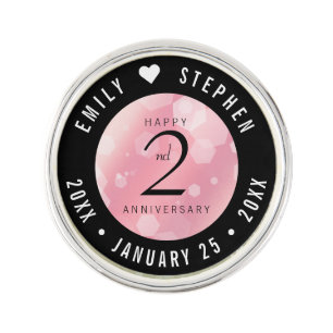 Elegant 2nd Rose Quartz Wedding Anniversary Lapel Pin
