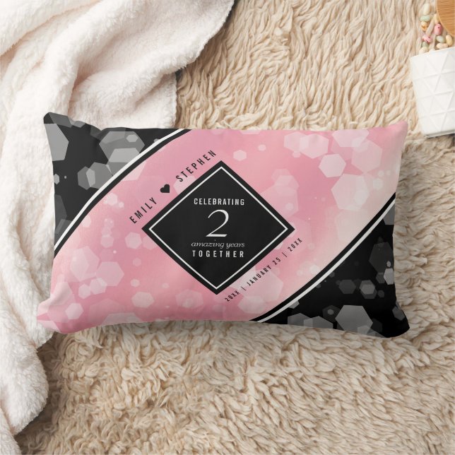 Elegant 2nd Rose Quartz Wedding Anniversary Lumbar Pillow (Blanket)