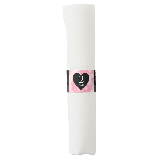 Elegant 2nd Rose Quartz Wedding Anniversary Napkin Bands (Front)