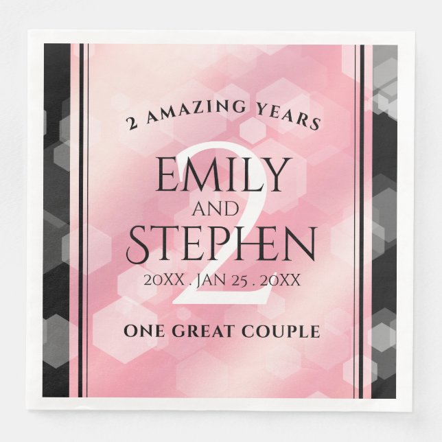 Elegant 2nd Rose Quartz Wedding Anniversary Paper Dinner Napkins (Front)