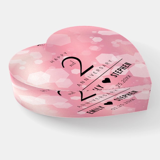 Elegant 2nd Rose Quartz Wedding Anniversary Paperweight (Angled)