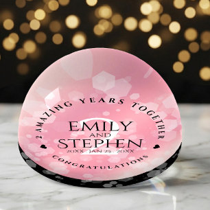 Elegant 2nd Rose Quartz Wedding Anniversary Paperweight