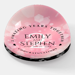 Elegant 2nd Rose Quartz Wedding Anniversary Paperweight