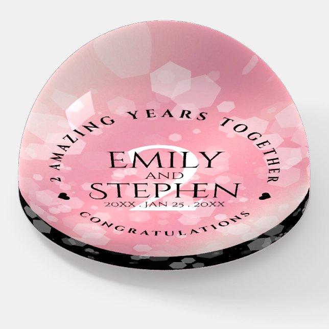 Elegant 2nd Rose Quartz Wedding Anniversary Paperweight (Angled)