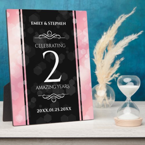 Elegant 2nd Rose Quartz Wedding Anniversary Plaque