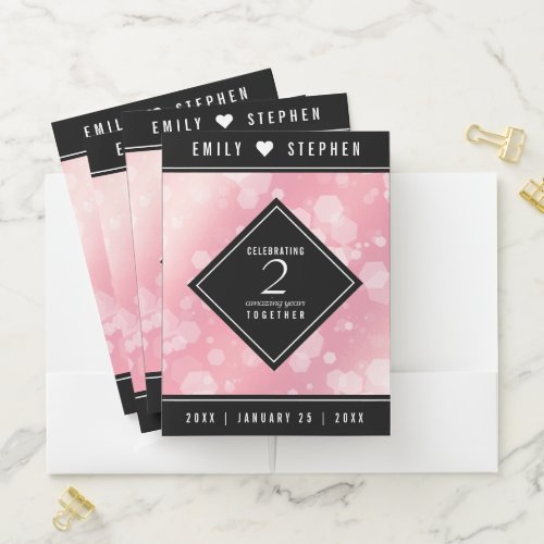 Elegant 2nd Rose Quartz Wedding Anniversary Pocket Folder