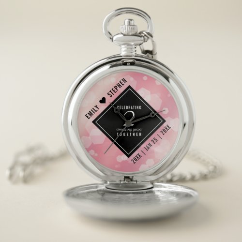 Elegant 2nd Rose Quartz Wedding Anniversary Pocket Watch