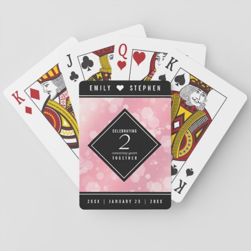 Elegant 2nd Rose Quartz Wedding Anniversary Poker Cards