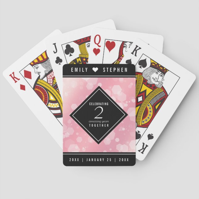 Elegant 2nd Rose Quartz Wedding Anniversary Poker Cards (Back)