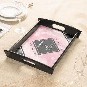 Elegant 2nd Rose Quartz Wedding Anniversary Serving Tray
