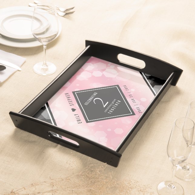 Elegant 2nd Rose Quartz Wedding Anniversary Serving Tray (Front)