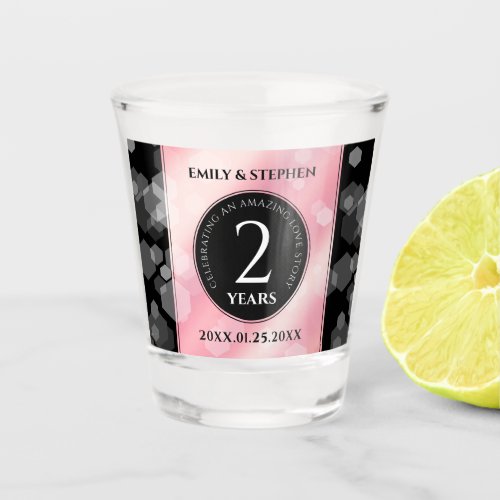 Elegant 2nd Rose Quartz Wedding Anniversary Shot Glass