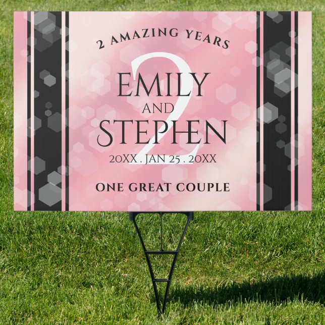 Elegant 2nd Rose Quartz Wedding Anniversary Sign (Insitu)