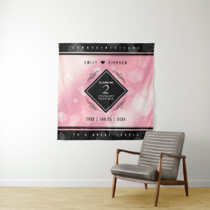 Elegant 2nd Rose Quartz Wedding Anniversary Tapestry