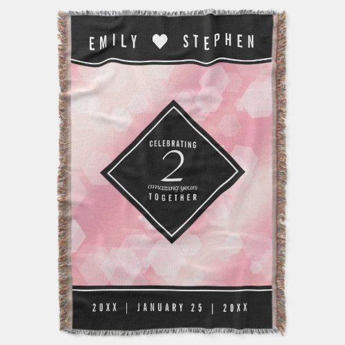 Elegant 2nd Rose Quartz Wedding Anniversary Throw Blanket