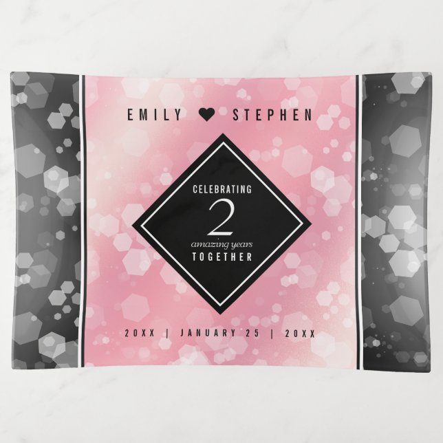 Elegant 2nd Rose Quartz Wedding Anniversary Trinket Tray (Front)