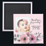 Elegant 2x2 Pink THANK YOU FOR COMING! Christening Magnet<br><div class="desc">This elegant,  pink and pretty gift magnet is a great way to say thank you to all your guests for joining you in your christening day celebration. Black text is set using popular typography. Text font and colors can be changed using the EDIT menu.</div>