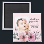 Elegant 2x2 Pink THANK YOU FOR COMING! Christening Magnet<br><div class="desc">This elegant,  pink and pretty gift magnet is a great way to say thank you to all your guests for joining you in your christening day celebration. Black text is set using popular typography. Text font and colors can be changed using the EDIT menu.</div>