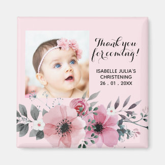 Elegant 2x2 Pink THANK YOU FOR COMING! Christening Magnet