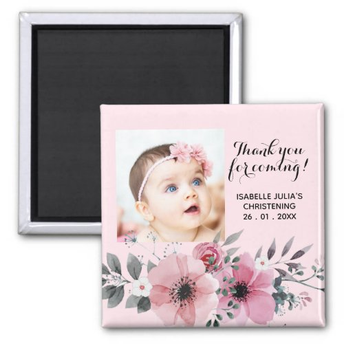 Elegant 2x2 Pink THANK YOU FOR COMING Christening Magnet