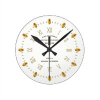Elegant 30 40 45 50 55 60th Wed Anniversary Custom Round Clock