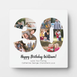 Elegant 30 Number Photo Collage Custom Greeting Plaque