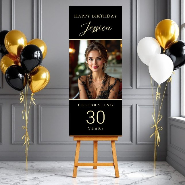Elegant 30 Years Black & Gold Photo  Foam Board (Creator Uploaded)