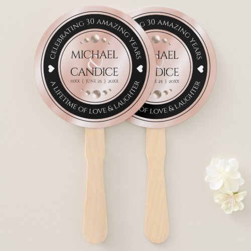 Elegant 30th 46th Pearl Wedding Anniversary Hand Fan