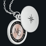 Elegant 30th 46th Pearl Wedding Anniversary Locket Necklace<br><div class="desc">Celebrate the 30th or 46th wedding anniversary with this commemorative locket! Elegant black and white lettering on a pearl-encrusted, pearlescent pink background add a memorable touch for this special occasion and extraordinary milestone. Customize with couple's initials, a special message, and dates for their pearl anniversary. Design © W.H. Sim. See...</div>
