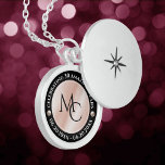 Elegant 30th 46th Pearl Wedding Anniversary Locket Necklace<br><div class="desc">Celebrate the 30th or 46th wedding anniversary with this commemorative locket! Elegant black and white lettering on a pearl-encrusted, pearlescent pink background add a memorable touch for this special occasion and extraordinary milestone. Customize with couple's initials, a special message, and dates for their pearl anniversary. Design © W.H. Sim. See...</div>