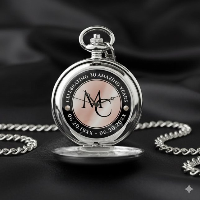 Elegant 30th 46th Pearl Wedding Anniversary Pocket Watch (Elegant 30th 46th Pearl Wedding Anniversary Pocket Watch Cover Photo)