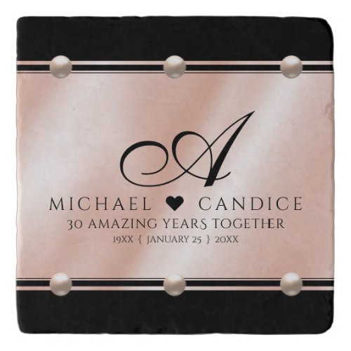 Elegant 30th 46th Pearl Wedding Anniversary Trivet