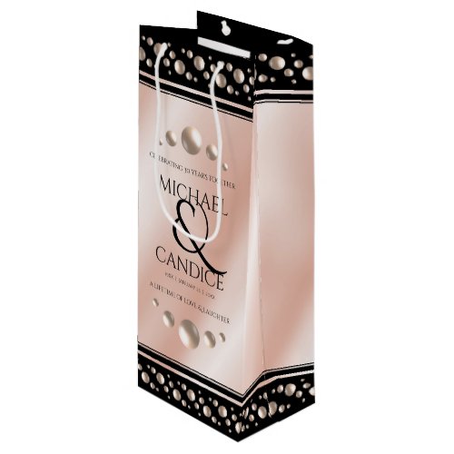 Elegant 30th 46th Pearl Wedding Anniversary Wine Gift Bag