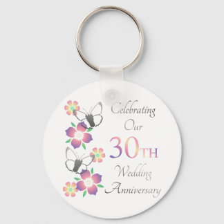 Elegant 30th Anniversary Keychain
