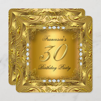 Elegant 30th Birthday Party Elite Gold Diamonds Invitation