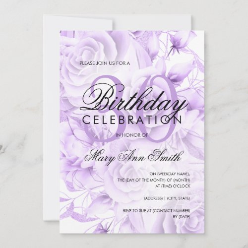 Elegant 30th Birthday Party Floral Purple  Invitation
