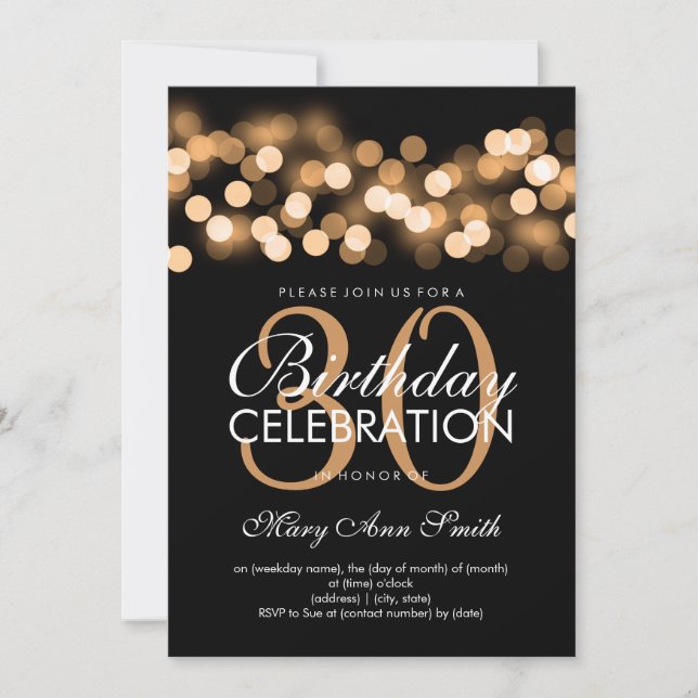 Elegant 30th Birthday Party Gold Hollywood Glam Invitation (Front)