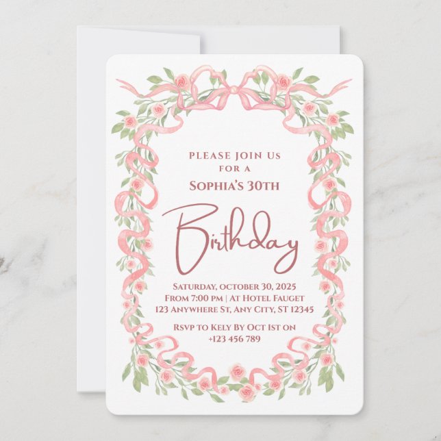 Elegant 30th Birthday Party Invitation (Front)