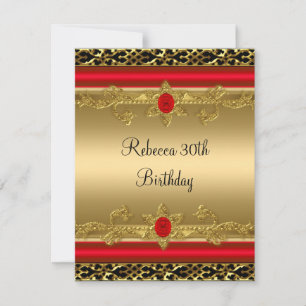 Elegant 30th Birthday Party Rich Red Ornate Gold Invitation
